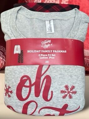 Holiday Pajamas NWT Buffalo Plaid “Oh What Fun” Plus Size 2X Red Black Cozycore
